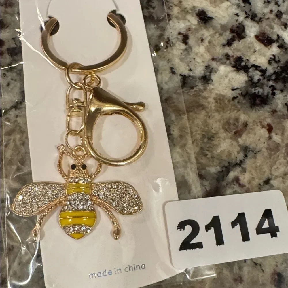 2114 Rhinestone, Bee Key Ring & Bag Charm